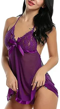 Classic Polyester Blend Self Design Babydoll For Women-thumb1