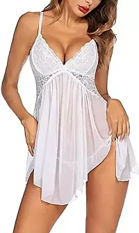 Classic Polyester Blend Self Design Babydoll For Women-thumb2