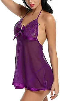 Classic Polyester Blend Self Design Babydoll For Women-thumb3