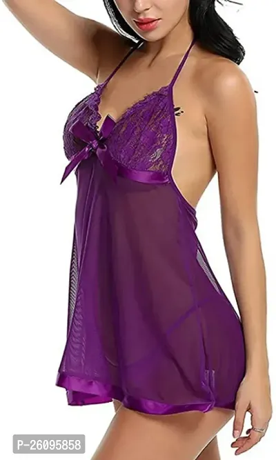 Classic Polyester Blend Self Design Babydoll For Women-thumb4
