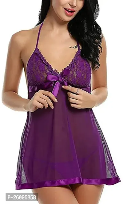 Classic Polyester Blend Self Design Babydoll For Women-thumb0