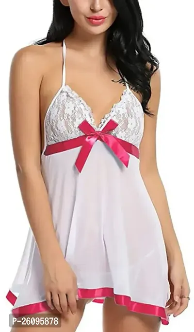 Classic Polyester Blend Self Design Babydoll For Women