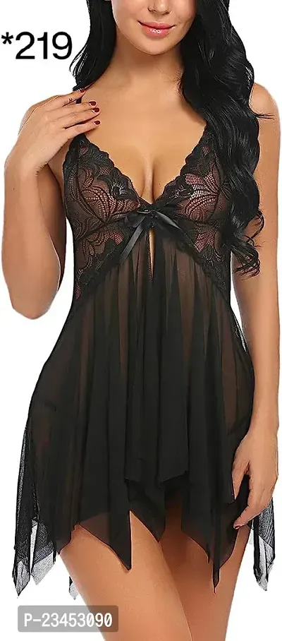 Stylish Softwrap Chemise Lingerie Babydoll Sleepwear Dress-thumb0