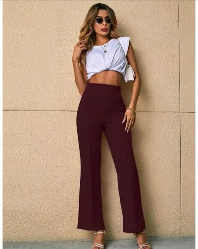 Stylish Blend Solid Trouser For Women