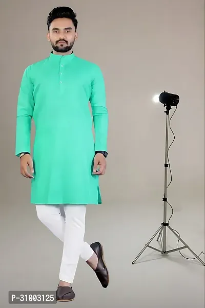 AG NX Men Solid Straight Kurta Light Green