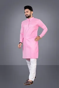 TARA GLOBAL Men Solid Straight Kurta Pink-thumb2