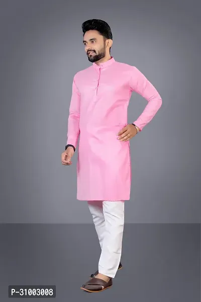 TARA GLOBAL Men Solid Straight Kurta Pink-thumb3