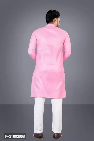 TARA GLOBAL Men Solid Straight Kurta Pink-thumb4