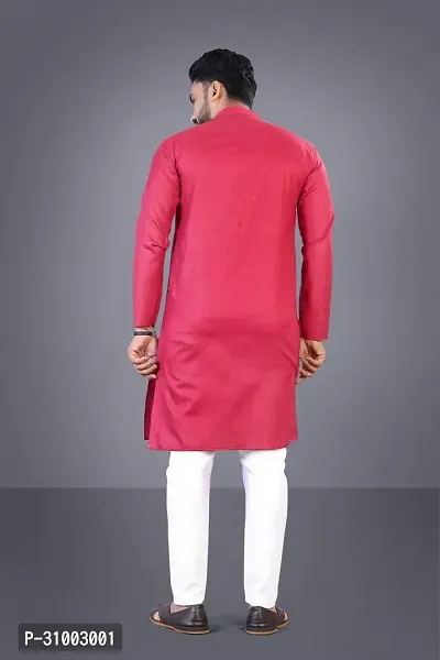 TARA GLOBAL Men Solid Straight Kurta Pink-thumb2