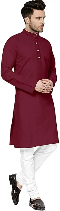 Veekeeda Men Solid A line Kurta Dark Blue-thumb3