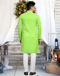 devarsh Men Solid Straight Kurta Light Green-thumb1