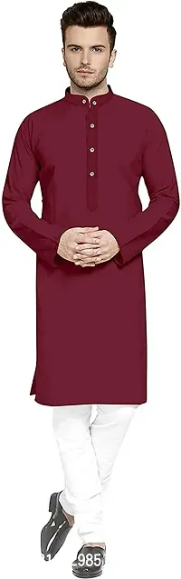 Veekeeda Men Solid A line Kurta Dark Blue-thumb0