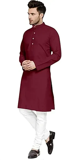 Veekeeda Men Solid A line Kurta Dark Blue-thumb2