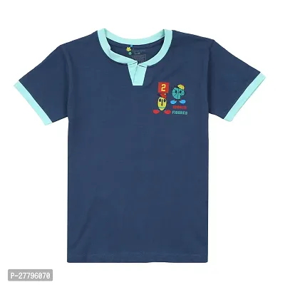 Stylish Blue Cotton Printed Tshirt For Boys-thumb0