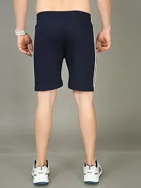 Stylish Navy Blue Cotton Solid Regular Shorts For Men-thumb2