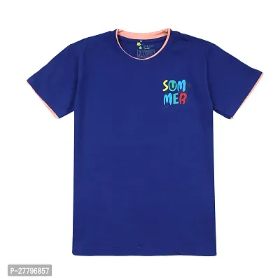 Stylish Blue Cotton Printed Tshirt For Boys-thumb0