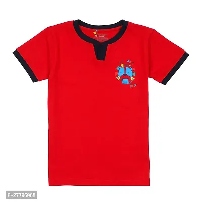 Stylish Red Cotton Printed Tshirt For Boys