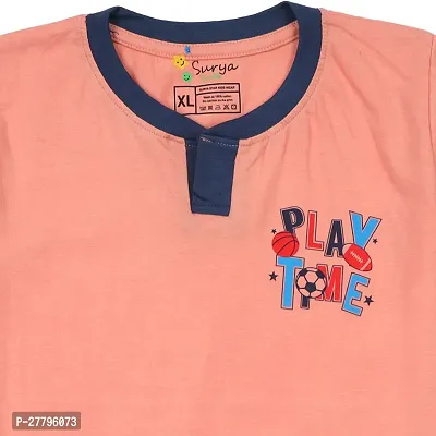 Stylish Pink Cotton Printed Tshirt For Boys-thumb3