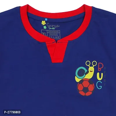 Stylish Blue Cotton Printed Tshirt For Boys-thumb3