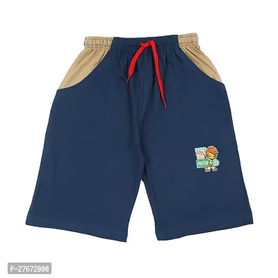 Stylish Blue Cotton Printed Shorts For Boys-thumb0