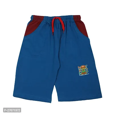 Stylish Blue Cotton Printed Shorts For Boys