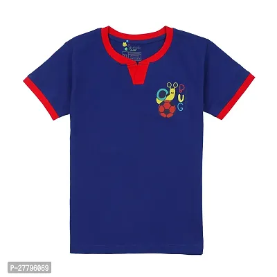 Stylish Blue Cotton Printed Tshirt For Boys