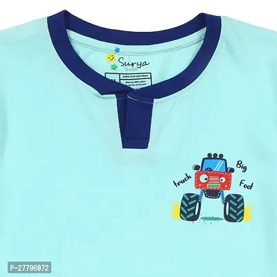 Stylish Blue Cotton Printed Tshirt For Boys-thumb3