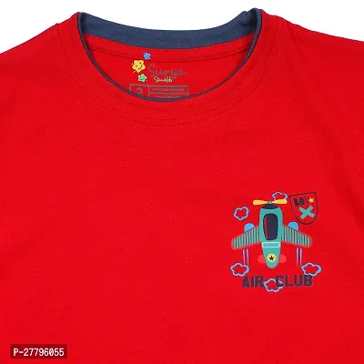 Stylish Red Cotton Printed Tshirt For Boys-thumb3