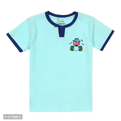 Stylish Blue Cotton Printed Tshirt For Boys-thumb0