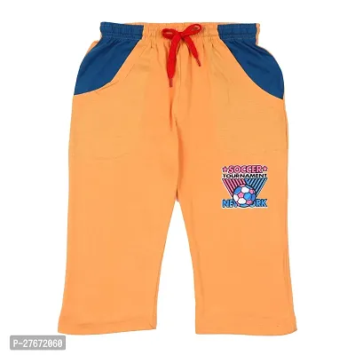 Stylish Orange Cotton Printed Shorts For Boys