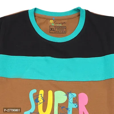 Stylish Multicoloured Cotton Printed Tshirt For Boys-thumb3