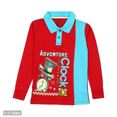 Stylish Red Cotton Printed Tshirt For Boys-thumb0
