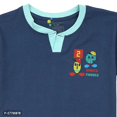 Stylish Blue Cotton Printed Tshirt For Boys-thumb3