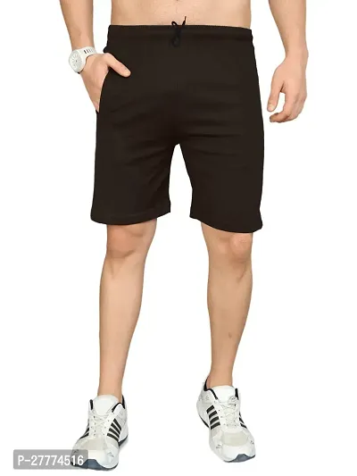 Stylish Brown Cotton Solid Regular Shorts For Men