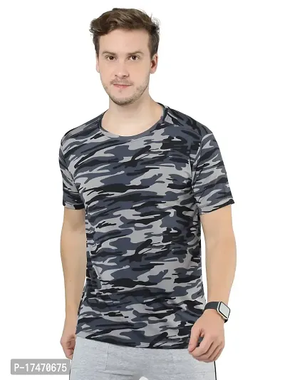 SURYA MAX Men's Polyester Round Neck Half Sleeve Dry Fit Sports Gym Miltary Tshirt-thumb0