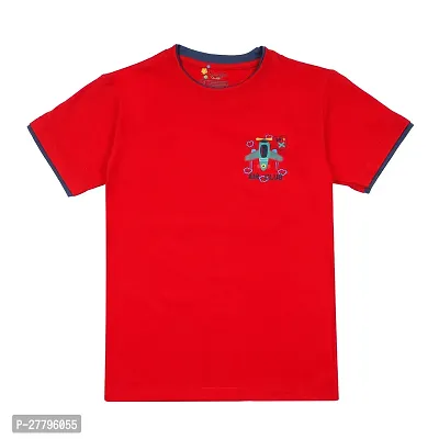 Stylish Red Cotton Printed Tshirt For Boys