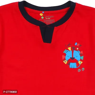 Stylish Red Cotton Printed Tshirt For Boys-thumb2