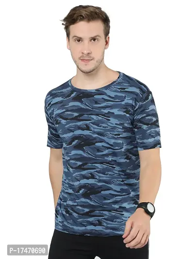 SURYA MAX Men's Polyester Round Neck Half Sleeve Dry Fit Sports Gym Miltary Tshirt