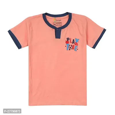 Stylish Pink Cotton Printed Tshirt For Boys