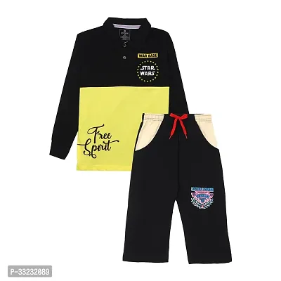 Fabulous Black Cotton Printed Clothing Set For Boys-thumb0