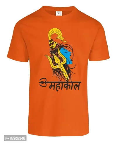 Men Printed Round Neck Cotton Orange Sawana  T-Shirt