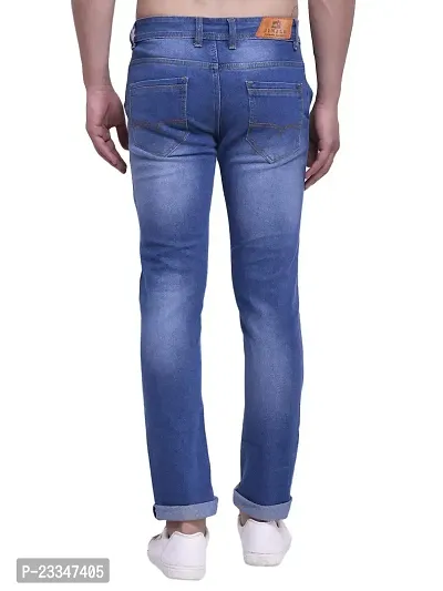 JINJLR Men's Casual Solid Washed Denim Jeans - Light Blue-thumb2