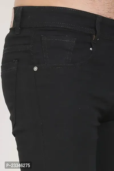 JINJLR Men's Regular Fit Denim Jeans - Black-thumb4