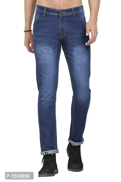 Stylish Blue Regular Fit Denim Jeans For Men-thumb0