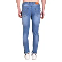 Mark Tailor Men's Light Blue Solid Curved Pocket Denim Rough Jeans-thumb1