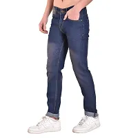 Mark Tailor Men's Blue Solid Curved Pocket Denim Jeans-thumb3
