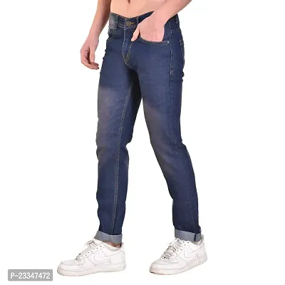 Mark Tailor Men's Blue Solid Curved Pocket Denim Jeans-thumb4