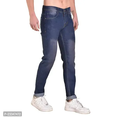 Mark Tailor Men's Blue Solid Curved Pocket Denim Jeans-thumb3