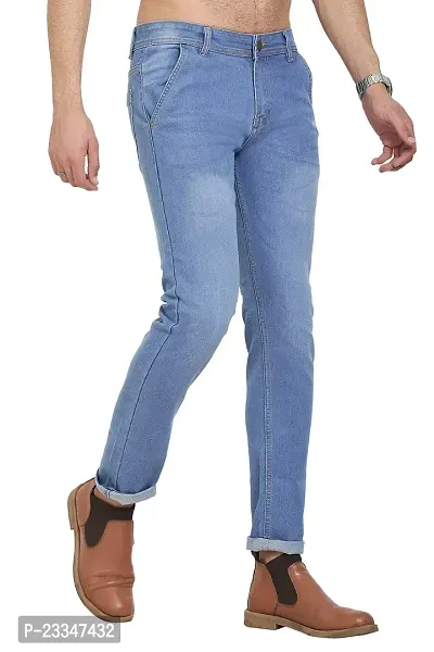JINJLR Men's Regular Fit Jeans - Light Blue-thumb3