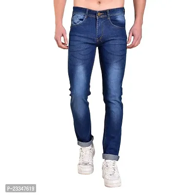 Mark Tailor Men's Blue Solid Curved Pocket Denim Jeans